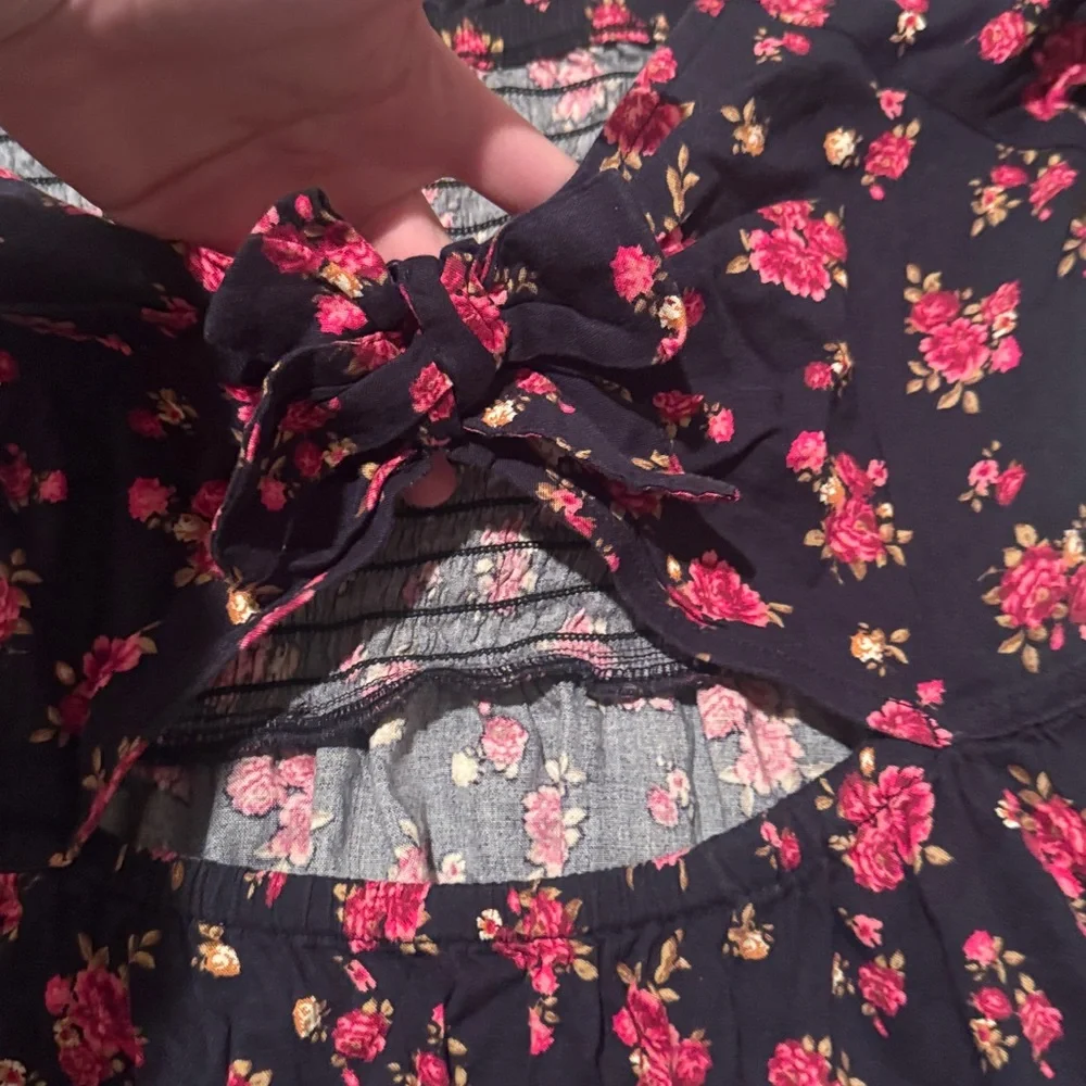 NWOT old navy girls xl floral red rose long sleeve dress